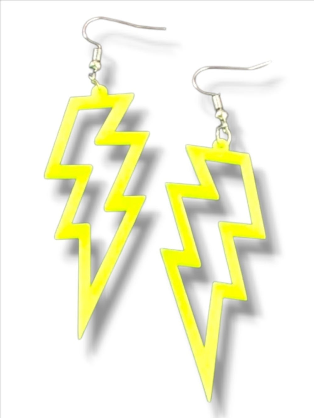 Neon Yellow Lightning Bolt Drop Earrings - Women Jewelry
